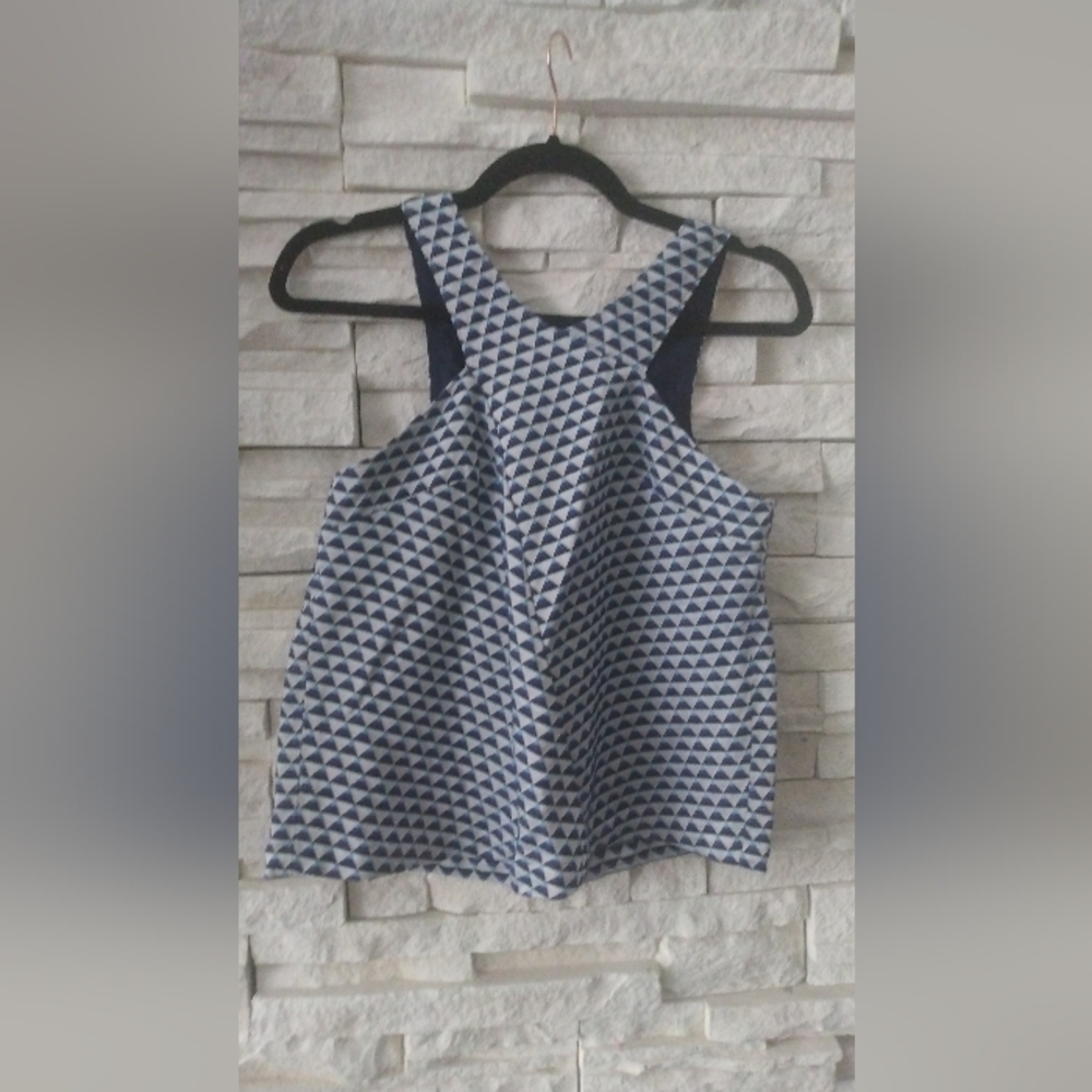 Anthropologie Navy and White Geometric Racerback Tank